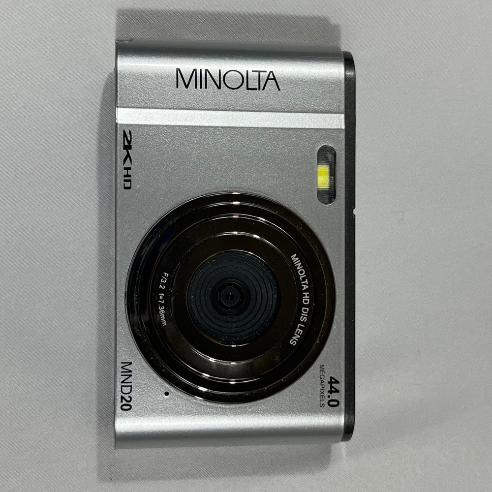 Minolta MND20 Digital Camera Silver 44MP 2K HD Compact Digicam